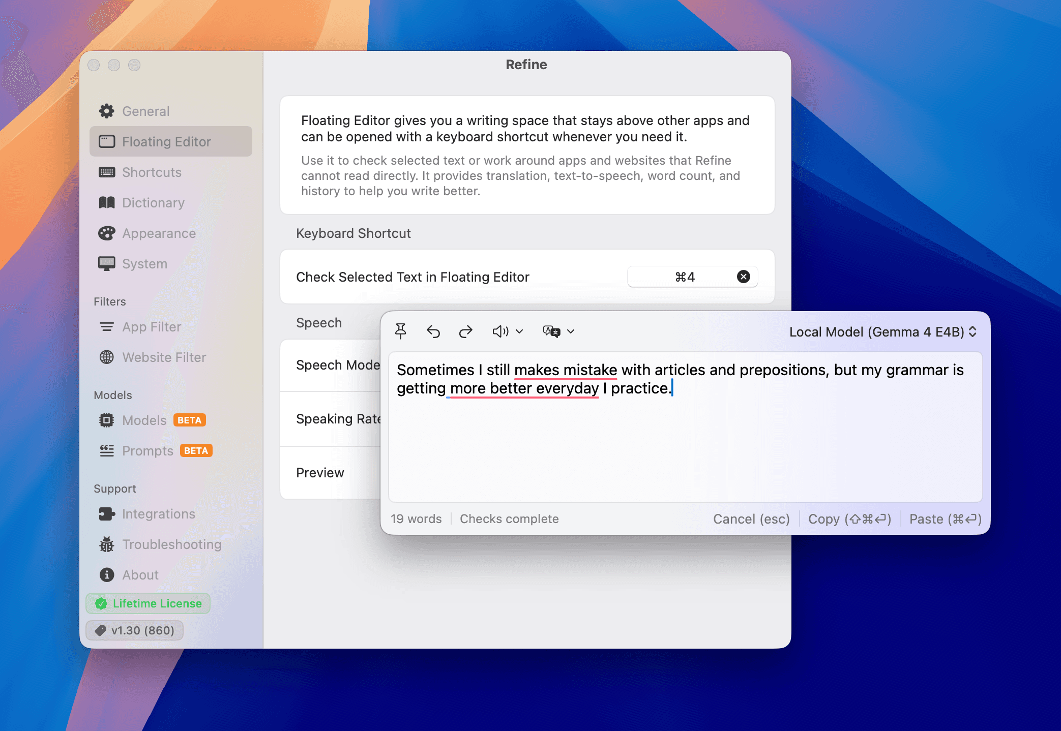 Selected-text shortcut screenshot