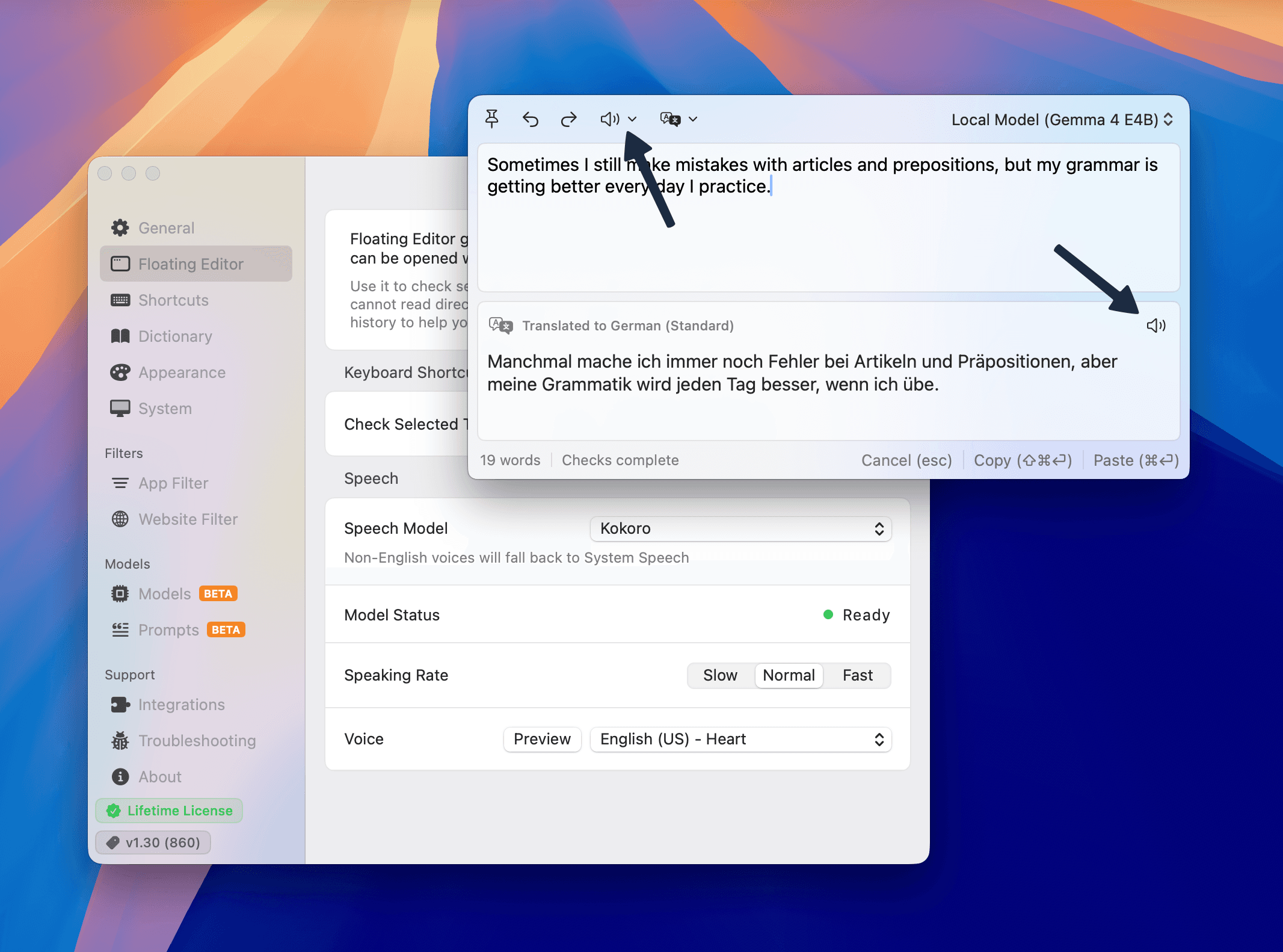 Text to speech screenshot